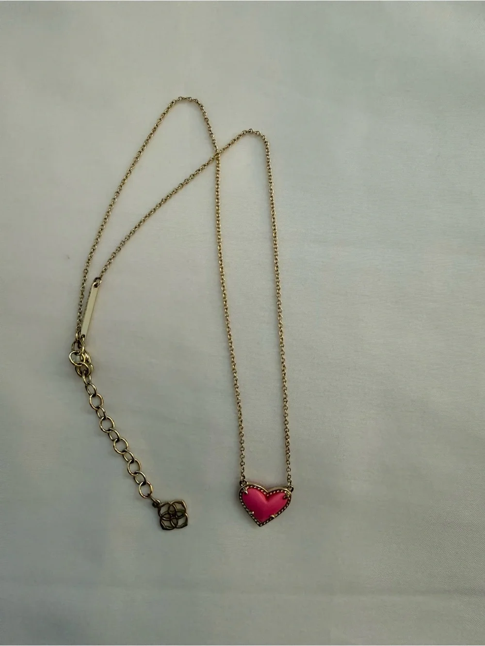 Kendra Scott Heart Necklace Gold Chain Necklace with Pink Heart Pendant